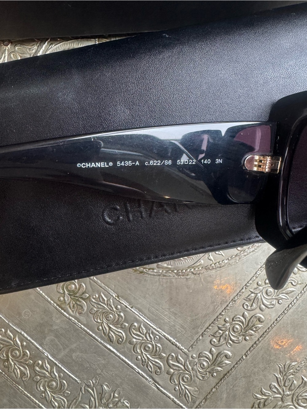 CHANEL Black Oversized Square 5435A Sunglasses with Gold CC Emblem - Picture 10 of 13